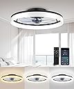 Ceiling Fans with Lights and Remote, 20" Modern Low Profile Ceiling Fan with Light, Stepless Color Temperature Change and 6 Speeds for Bedroom, Kids Room and Living Room (Black)