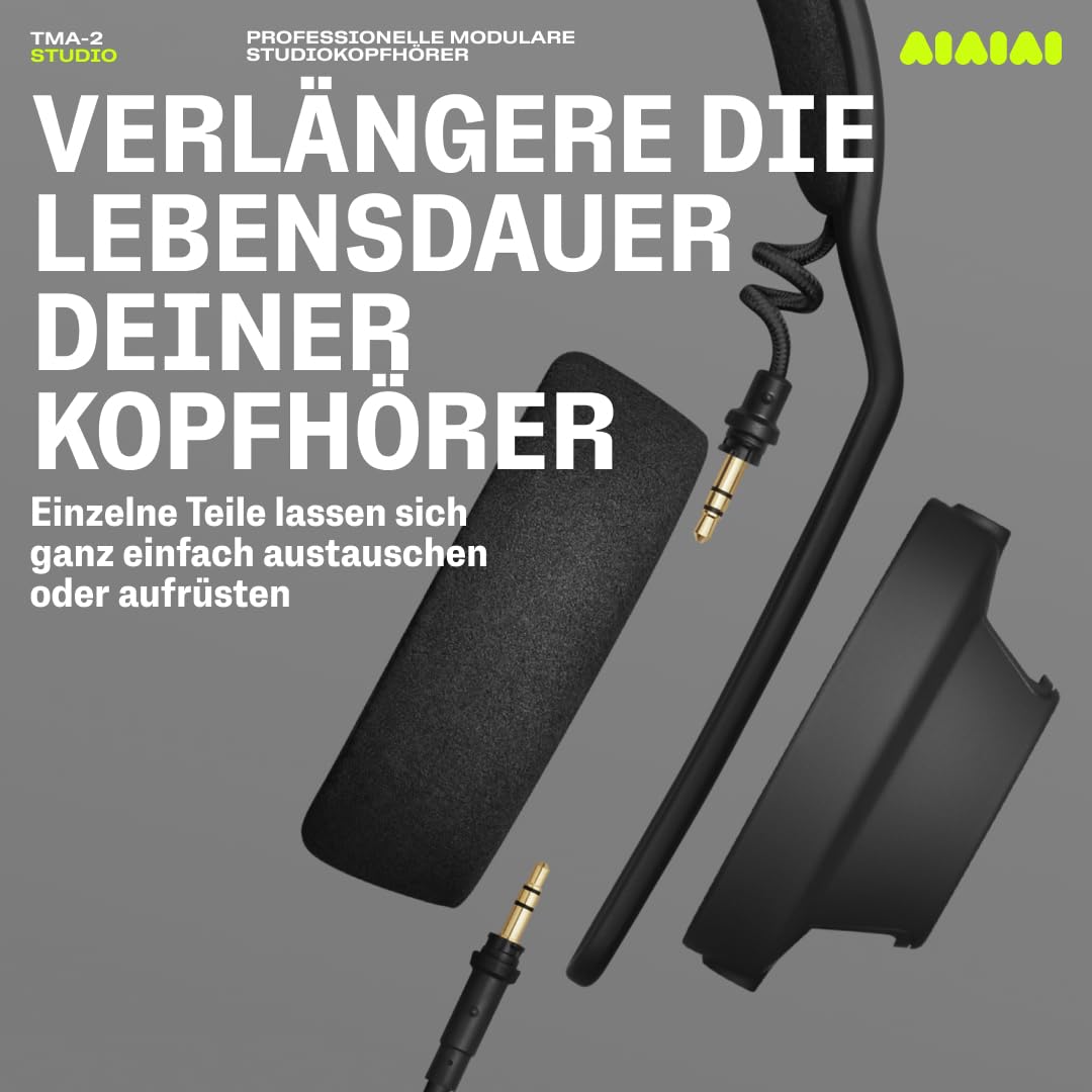 AIAIAI TMA-2 Studio – Professionelle Studio-Kopfhörer mit äußerst detailliertem Klang, Over-Ear-Ohrpolstern aus Alcantara und modularer Bauweise mit leicht austauschbaren Komponenten