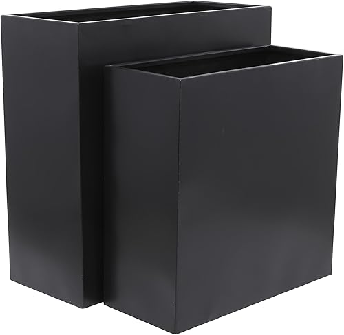Miniatura 4 de Deco 79 Macetero cuadrado de metal moderno, juego de 2 28 pulgadas, 24 pulgadas de alto, negro