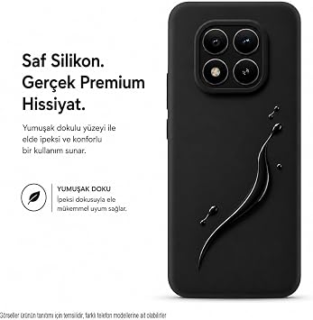 Xiaomi Redmi Note 14 Pro Plus 5G ile Uyumlu Kılıf İnce Sıvı Silikon Tam Koruma Yumuşak Jel Silikon Kapak - Siyah