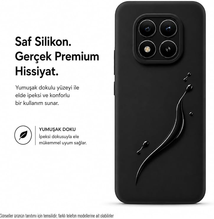 Xiaomi Redmi Note 14 Pro Plus 5G ile Uyumlu Kılıf İnce Sıvı Silikon Tam Koruma Yumuşak Jel Silikon Kapak - Siyah