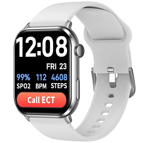 COCO Emergency Alert Smartwatch for Seniors – Fall Detection, SOS Call, Heart Rate & SpO2 Monitor, Medication Reminder, Bluetooth Calling, Caregiver App, BT2-X (2026) (Silver)
