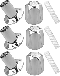 Qnbes 81428 Bath and Shower Knob 3 Handle Kit Compatible with Price Pfister, Chrome and Stainless Steel Bathtub and Shower Faucet Replacement