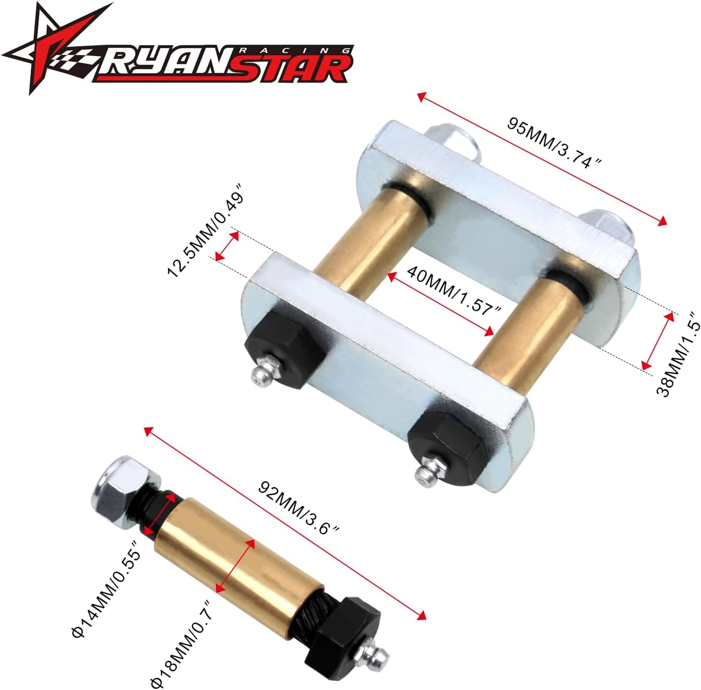 RYANSTAR RACING Heavy Duty Shackle Upgrade Kit Compatible with CRE3000 Stock and Equaflex Trailer Shackle kit 2.25" Shackles Tandem Axle Replaces UO12-016