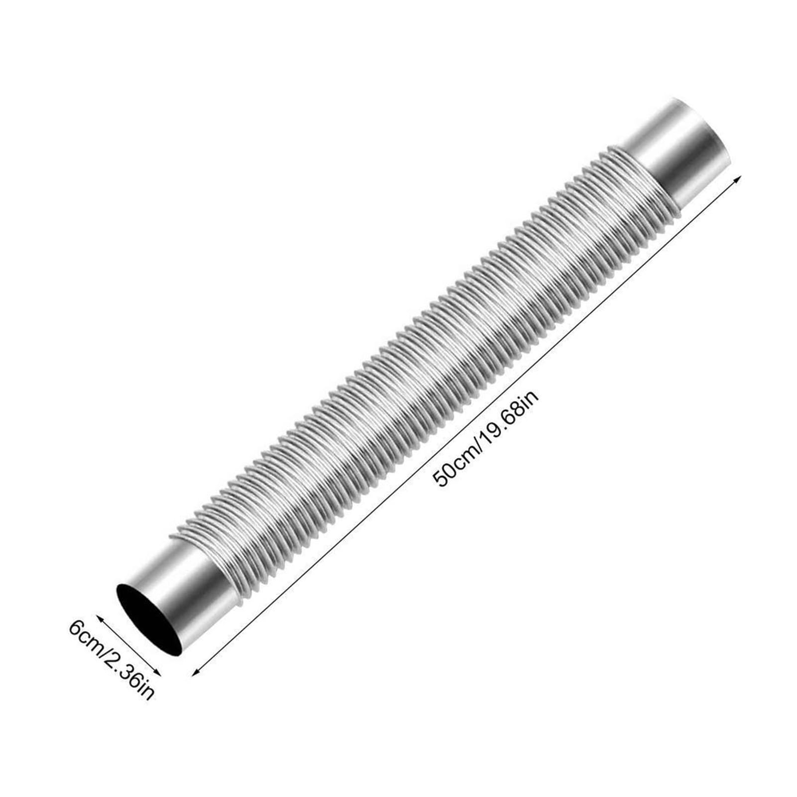 Stahl Ofenrohr Gewindebogen, Edelstahl-Ofenrohr-Abgasverlängerung, 90-Grad-Bogen, silberfarben, 6 cm Durchmesser x 50 cm
