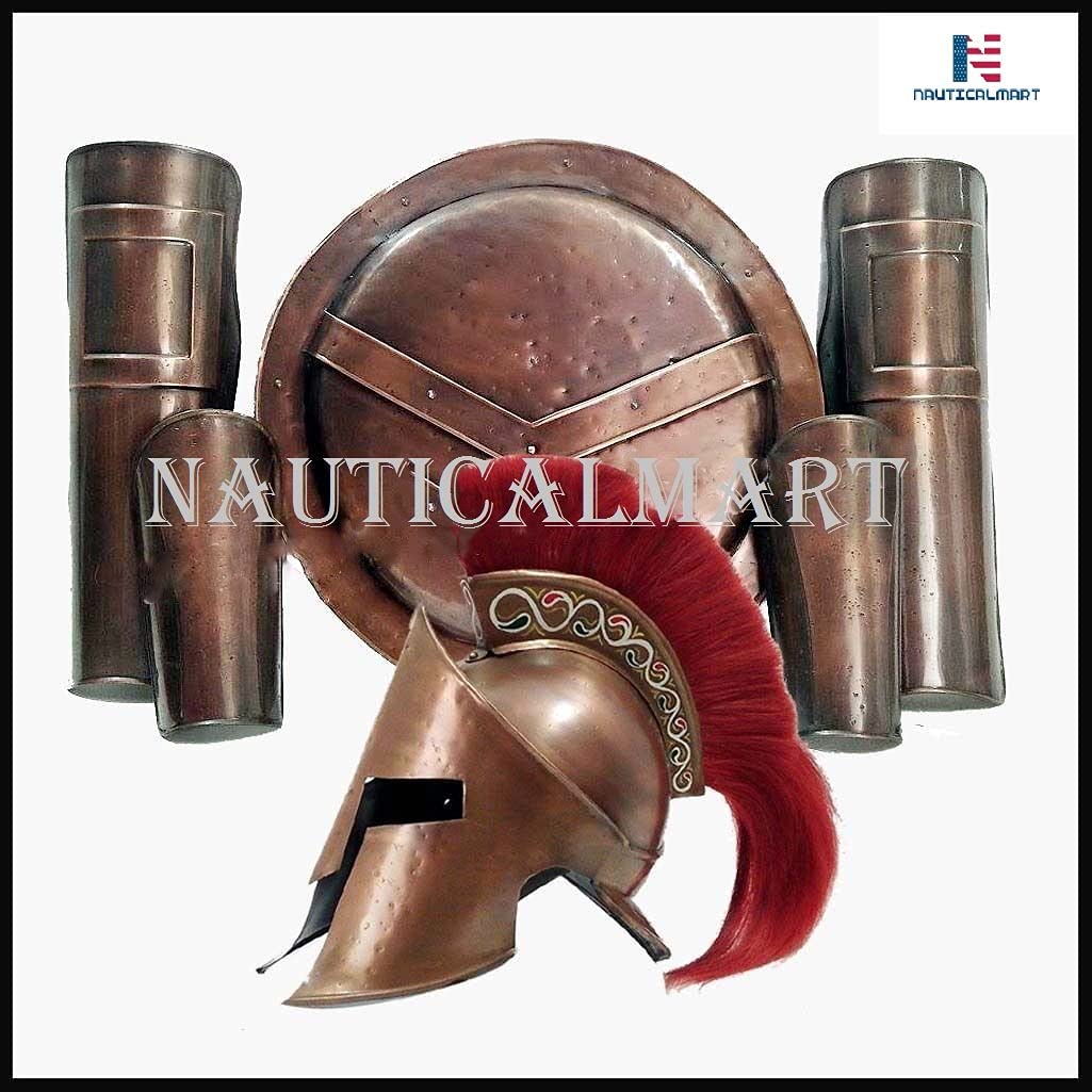 NauticalMart Medieval 300 King Spartan Movie Helmet + Shield + Arm & Leg Guards