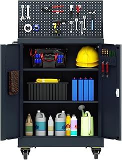 Garage Rolling Storage with Wheels 43" Metal Tool Rolling Tool Chest 2 Adjustable Shelves High Capacity Steel Tool Cabinets for Garage Organization and Storage