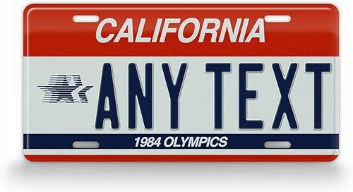 SignsAndTagsOnline Cartel personalizado vintage de California 1984 Olympics Auto Tag réplica oficial de la placa de matrícula de CA Any Text!