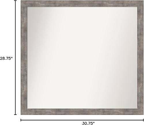 Miniatura 6 de Amanti Art Silver Bathroom Mirror for Over Sink, 29x31 Custom Made Marred Pewter Rectangle Vanity Mirror, Large Casual Wood Frame, Hangs Horizonally