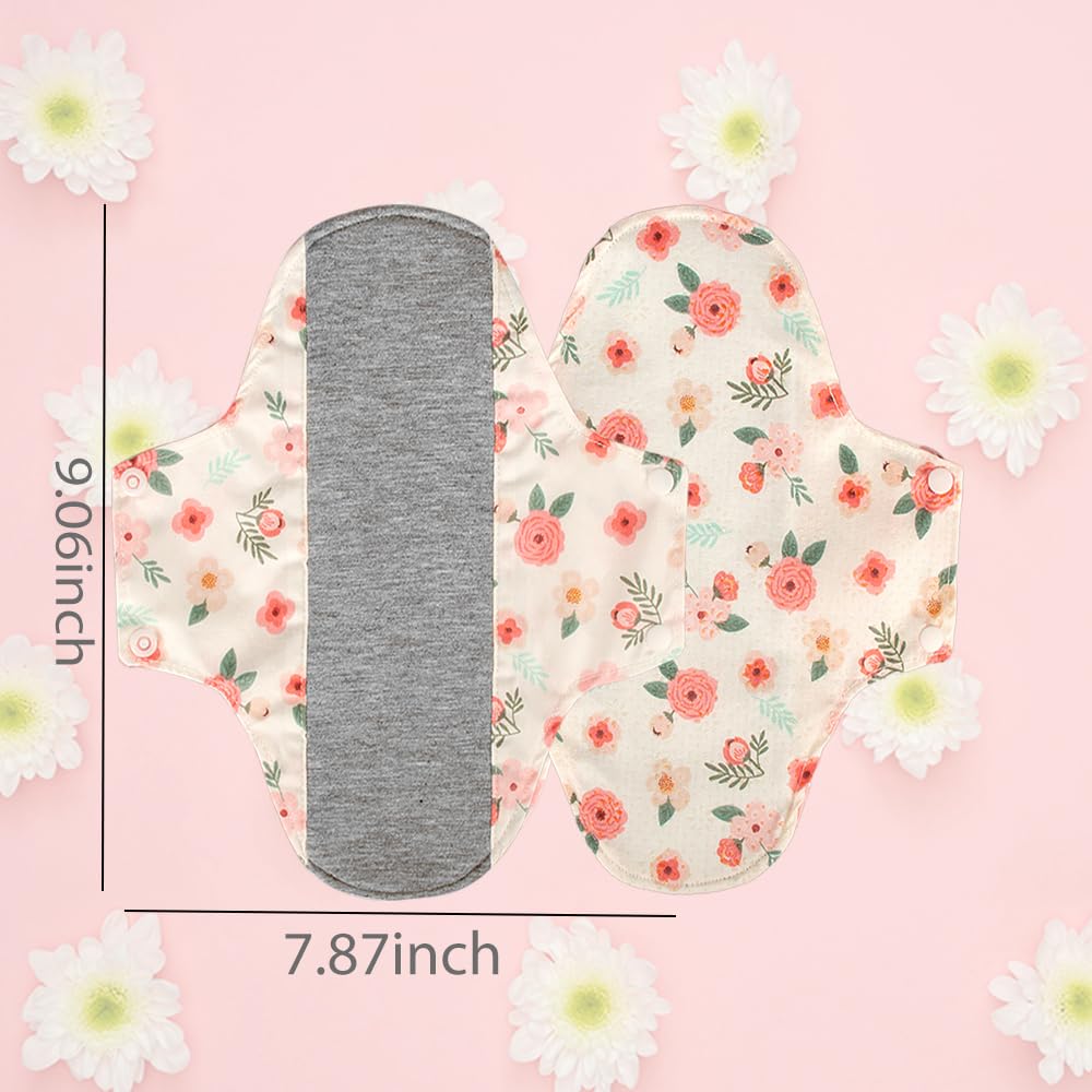 AIO Reusable Washable Cloth Menstrual Pads Sanitary Pad 5 pcs Pads with Mini Wet Bag M