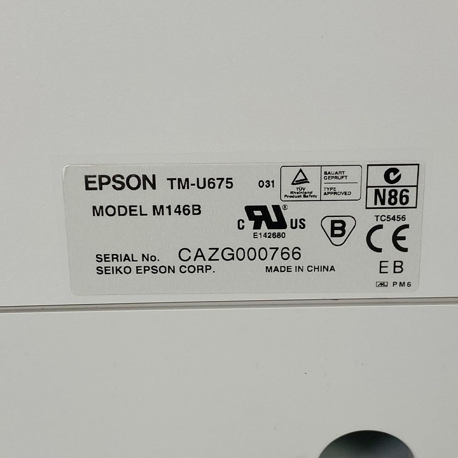 Epson TM-U675 M146B Dot Matrix Multifunction POS Receipt Printer Parallel, Bundle with Adapter