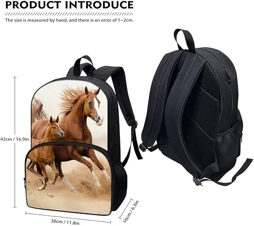 Miniatura 6 de SYtrade Bolso lindo del libro del patrón de la mochila del niño de la impresión animal 3D para la escuela, Caballo del, Mochilas de mochila
