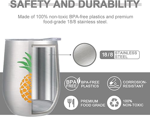 Miniatura 7 de Life's Easy Vaso de vino de acero inoxidable con tapa, 12 onzas, vaso de vino de viaje aislado al vacío con tapa, vaso de vino de viaje  Acero