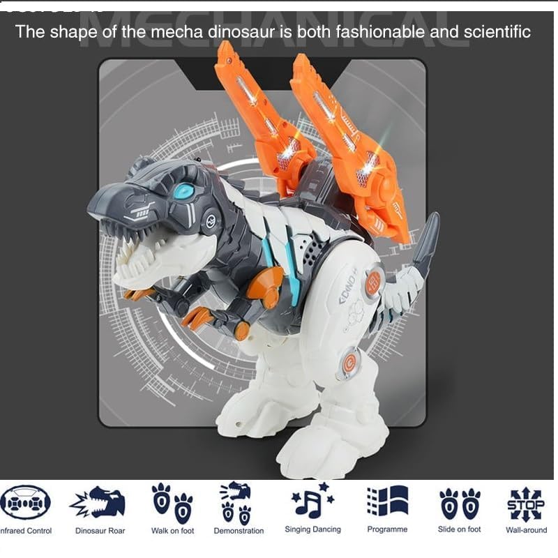 Image of Remote Control Mechanical Overlord Walking Dinosaur Toy RC Electric Plastic Multifunction Remote Control Dinosaur Robot with Light Music Christmas Gift boy Girls