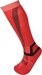 Lorpen T3 Kid's Ski Light Eco Sock, Great for Winter Sports, Eco-Friendly & Sustainable, Tall and Cushioned, Red, Size Large