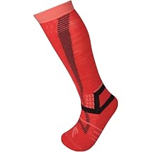 Lorpen T3 Kid's Ski Light Eco Sock, Great for Winter Sports, Eco-Friendly & Sustainable, Tall and Cushioned, Red, Size Large