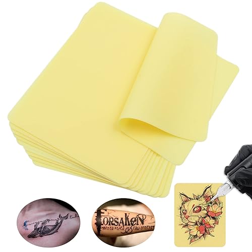 Miniatura 2 de 10 piezas de piel de práctica de tatuajes en blanco de doble cara de 8 x 6 x 0.05 pulgadas, piel falsa para tatuaje, almohadillas de silicona suave