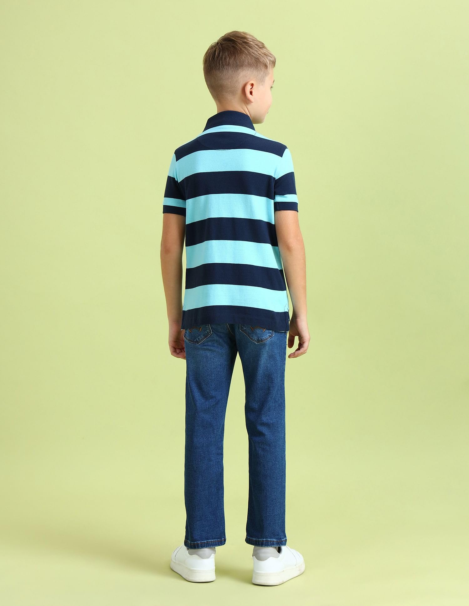 U.S. POLO ASSN. Boys 100% Cotton Pique Hs Stripe Polo T-Shirt (UKTSHON0315_LT. Blue_12T) 3