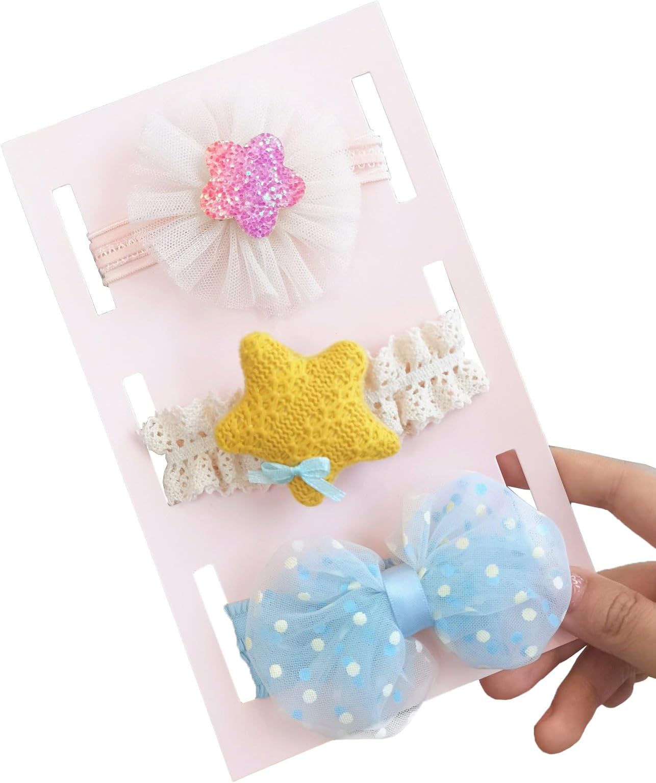 SYGA 3 Pcs Baby Girl Headband Soft Flower Bow Strechable Hairband Suitable For Newborns, Infants, Toddlers And Kids 0-3 Years(Color - 1005,Multicolor)