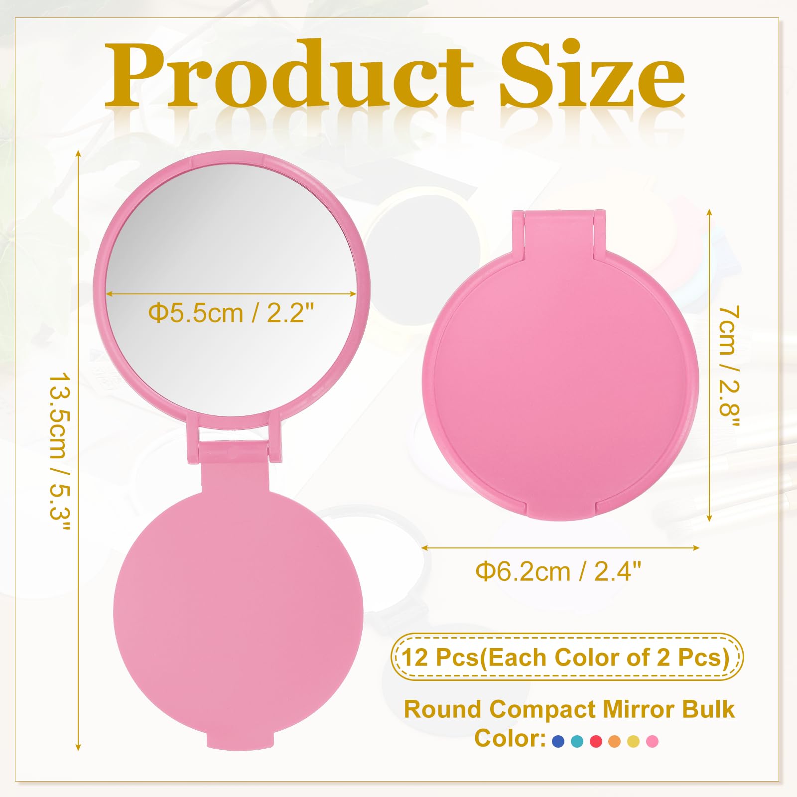 QUARKZMAN 12 Pezzi Specchio Tondo Compatto All'ingrosso, Mini Specchietti Piegevoli Da Borsetta Piccoli E Portatili Per Trucco, Ideali Per Borsa, Viaggio Per Feste, Set Colorato 3