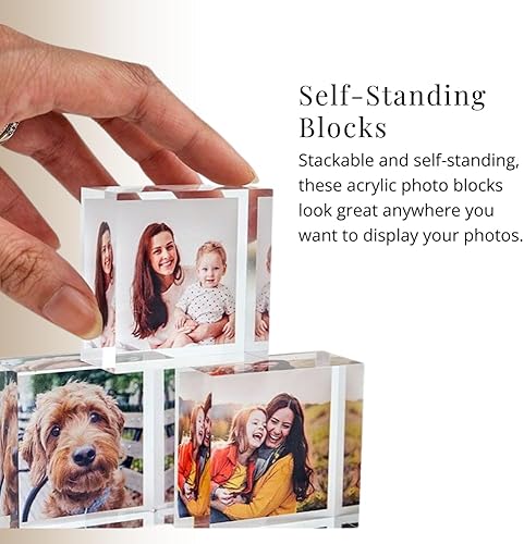 Miniatura 5 de MyPhoto Bloque de fotos personalizado en bloque acrílico de 1 pulgada de grosor  Sube tu propia foto  Regalo personalizado para aniversario,