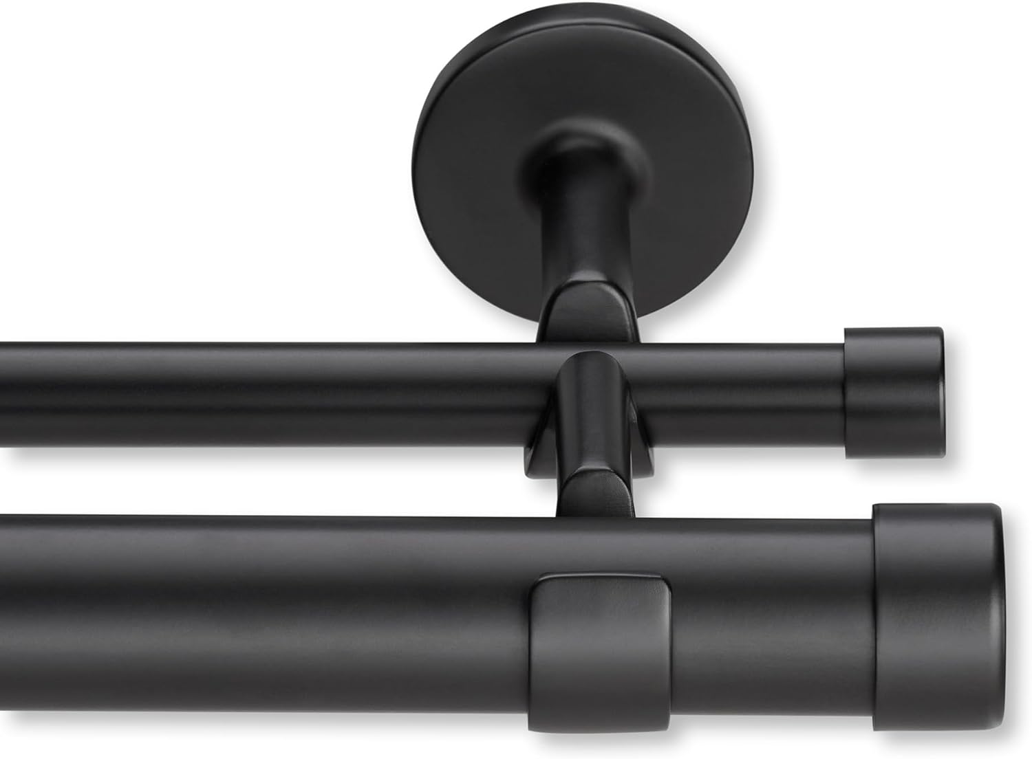 Cambria® Designer Series - Premium 4.5 foot Custom Double Curtain Rod - 1-1/8 inch Large Diameter - Non-Adjustable for a Seamless Look - Premium Designer Brackets and End Caps - Satin Black Finish Satin Black 4 1/2 feet