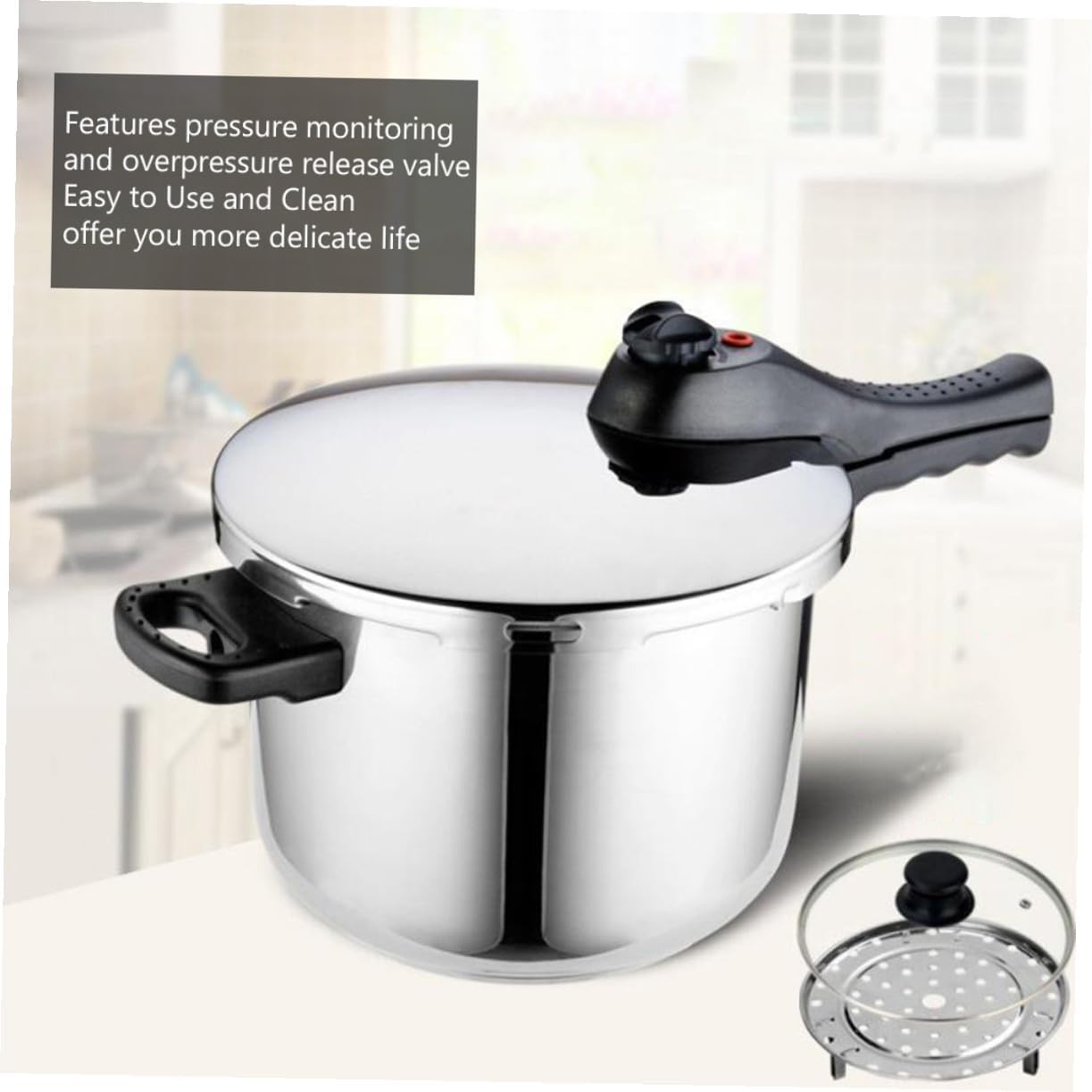 Kitchen Pressure Cooker with Seal Ergonomic Heat-insulated Handle for Induction and Gas Stoves Asa Standard Stainless Steel