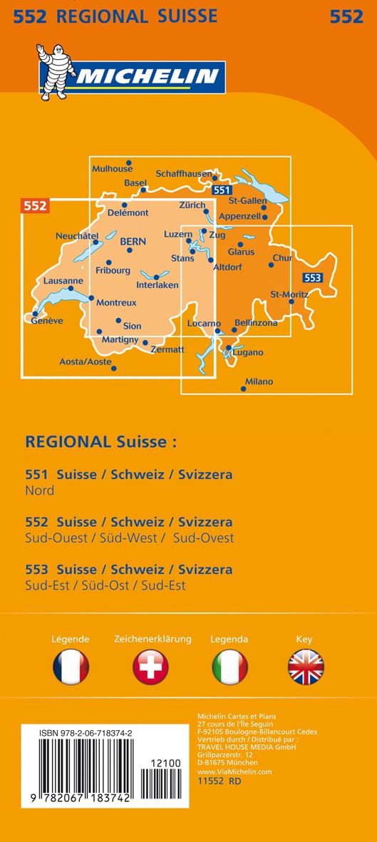 Mapa Regional Suisse Sud-Ouest/ Schweiz Süd-West/ Svizzera Sud.Ouest: Map