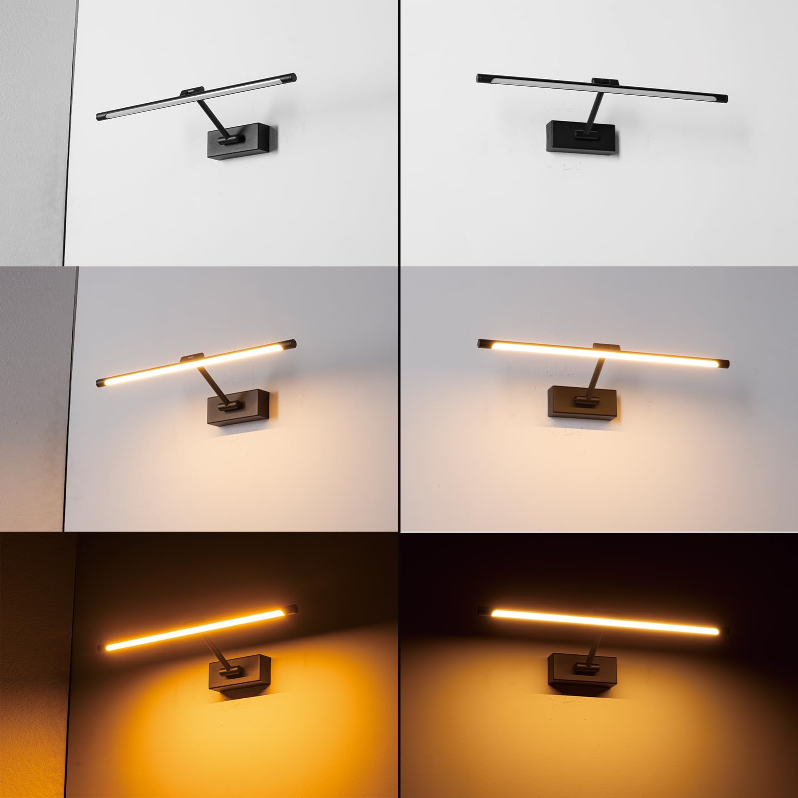 Alpinaluz Aplique LED Negro para Cuadros 48 cm 10W Luz Blanca Cálida 2700K “MIRO” – Brazo Articulado Orientable, Aluminio Mate, Difusor Antideslumbrante, Driver KGP