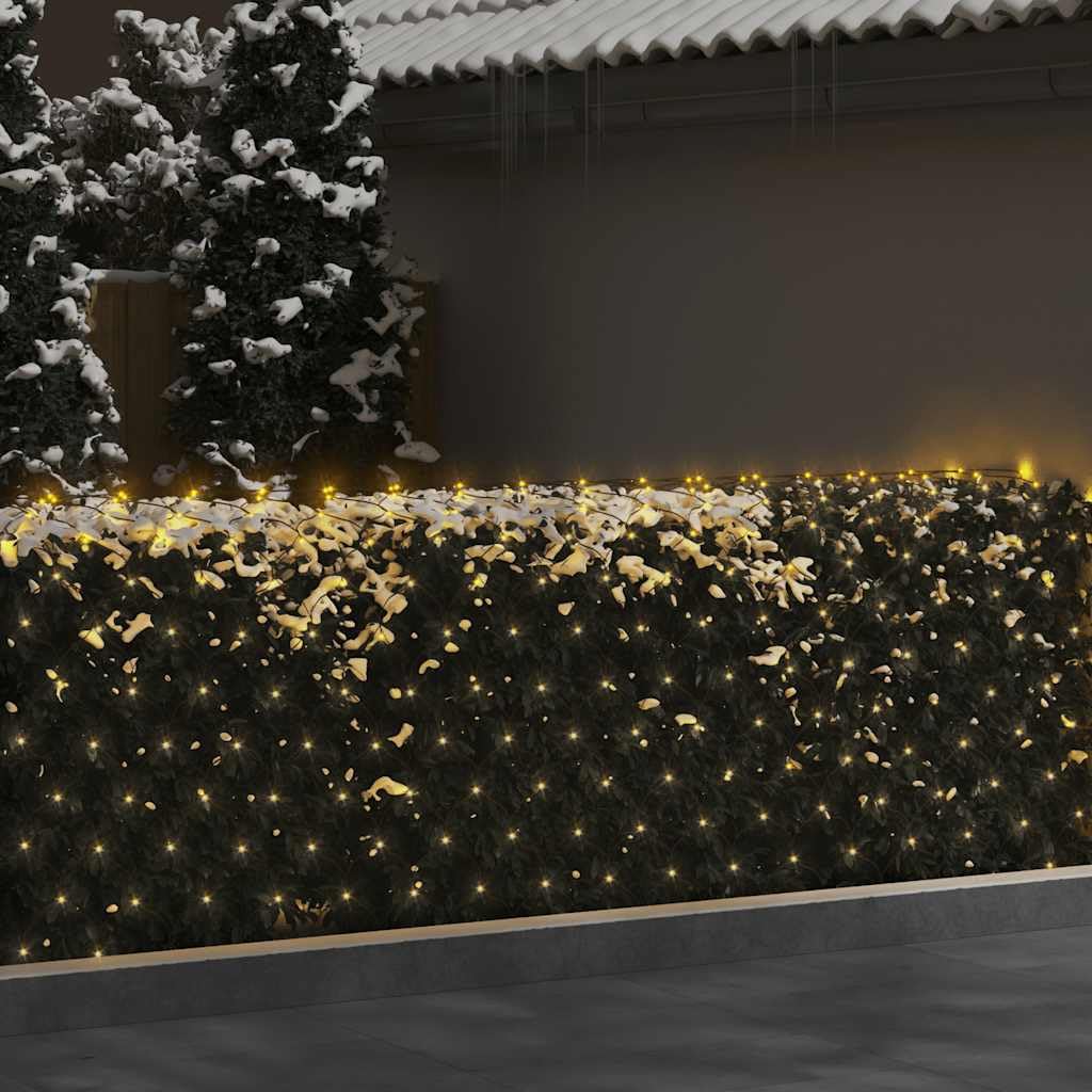 Weihnachts-Lichternetz 4x4 m mit 544 LED warmweiß, energiesparend, PVC Material, IP44 wasserdicht, 5 m Verlängerungskabel, 8 Lichteffekte für Innen und Außen