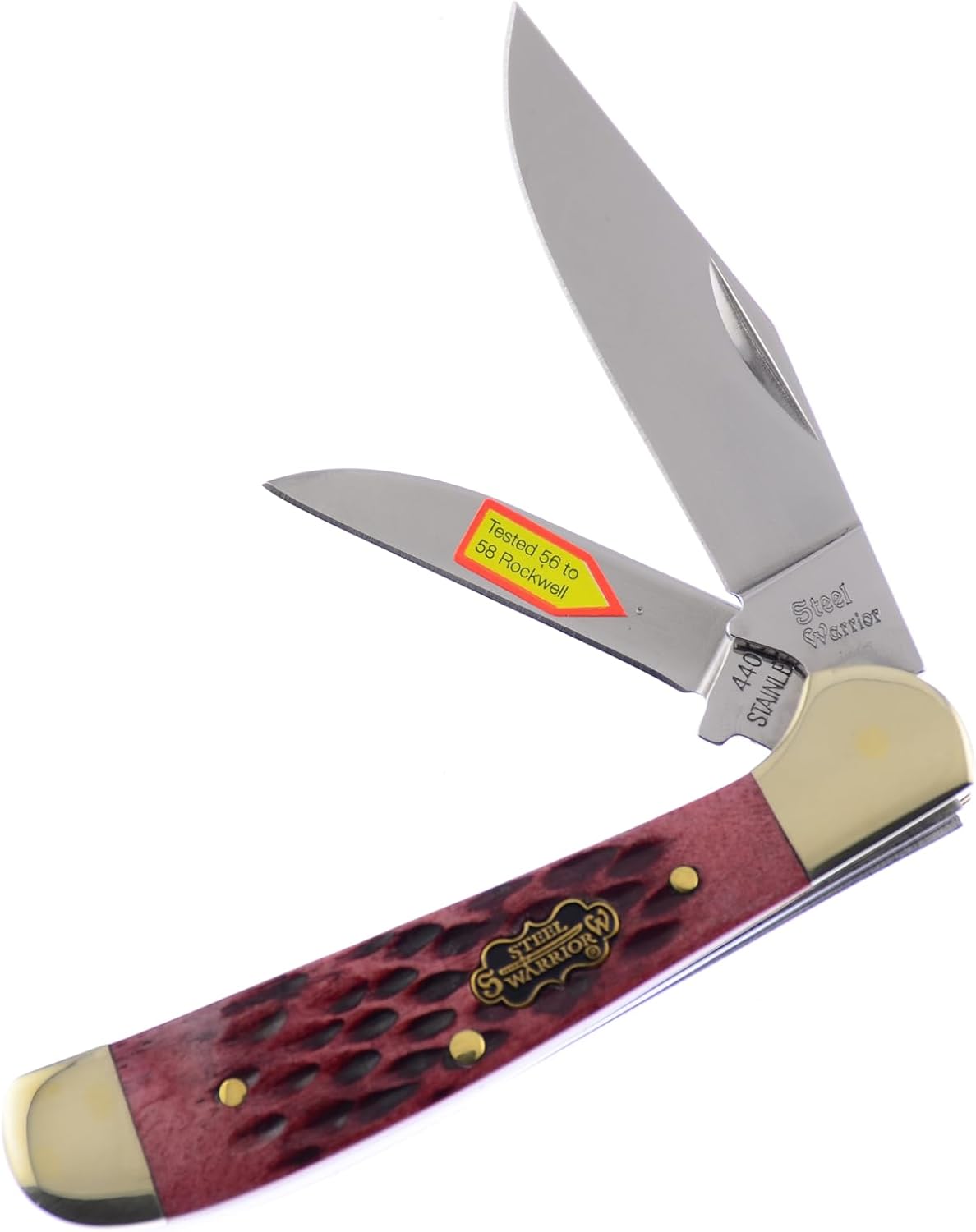 Steel Warrior Pocket Knife SW-104MNB Locking Copperhead Knife with a Midnight Blue Bone Handle Stainless Steel Blades Closed 3.25 Inches