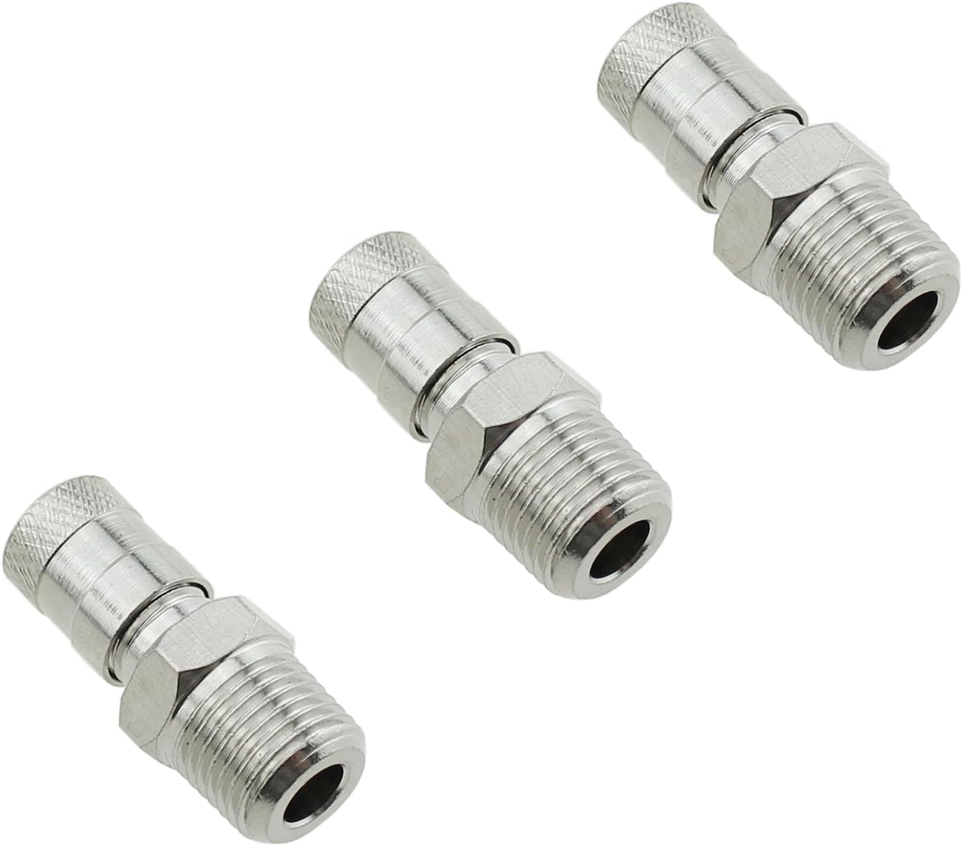 Maxmoral 3PCS Silver 1/8-27 Shock Absorber Valve Copper Nickel Plated Gas Valve Air Pressure Valve for Car Wheels Air Compressor Housing Fire Extinguisher