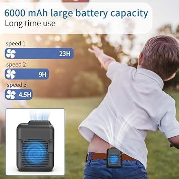 Koonie Portable Waist Belt Cooling Fan Rechargeable, 23h Use Time, 5100RPM Strong Airflow with 3 Speed Levels, Personal Under Shirt Fan for Men,Hands-free Clip on Pants Fan for Outdoor Working,Jobsite