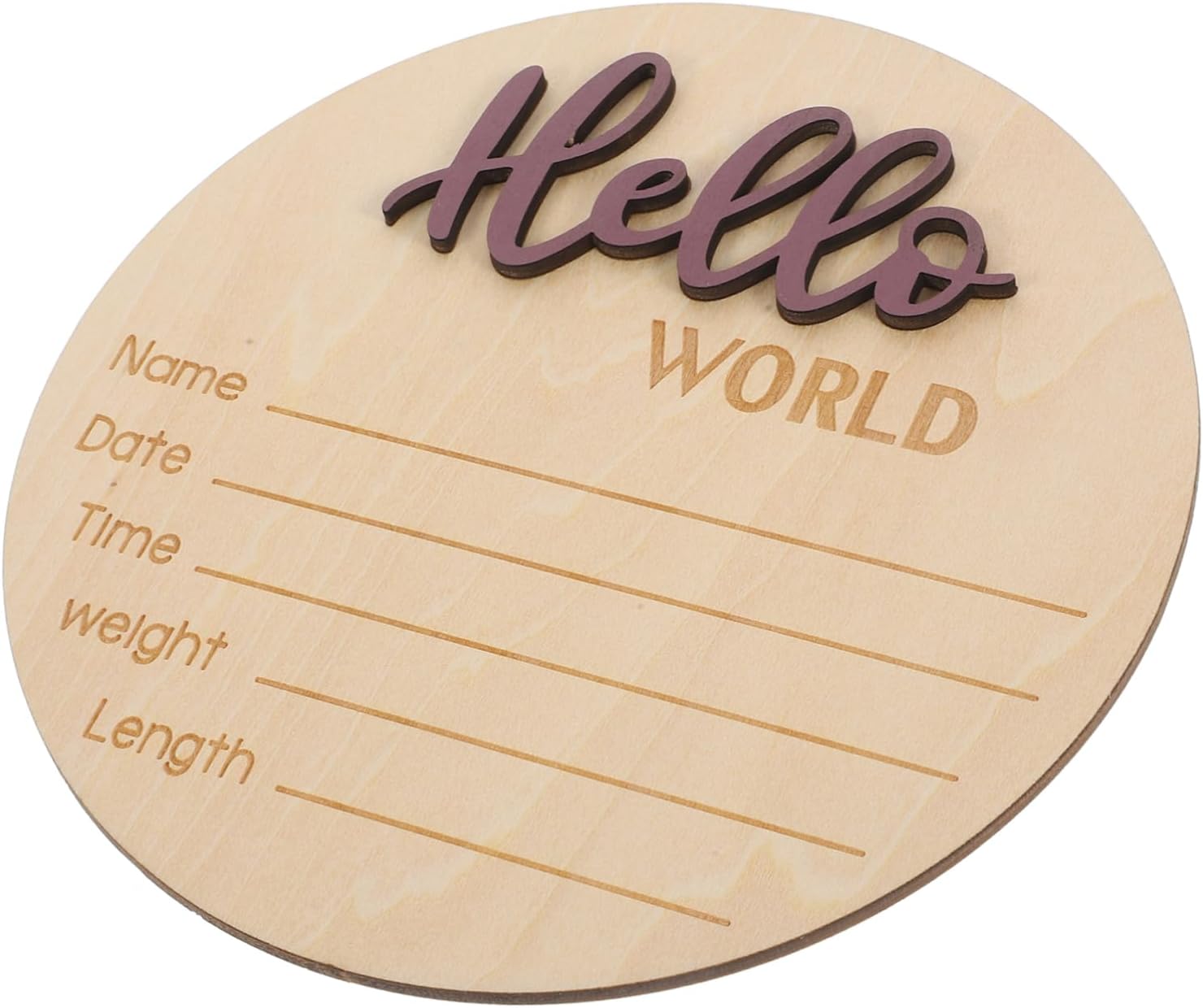 Baby Name Announcement Sign for Newborn Photography Round Wooden Birth Announcement Card Name for Infant Baptism and Gender Reveal