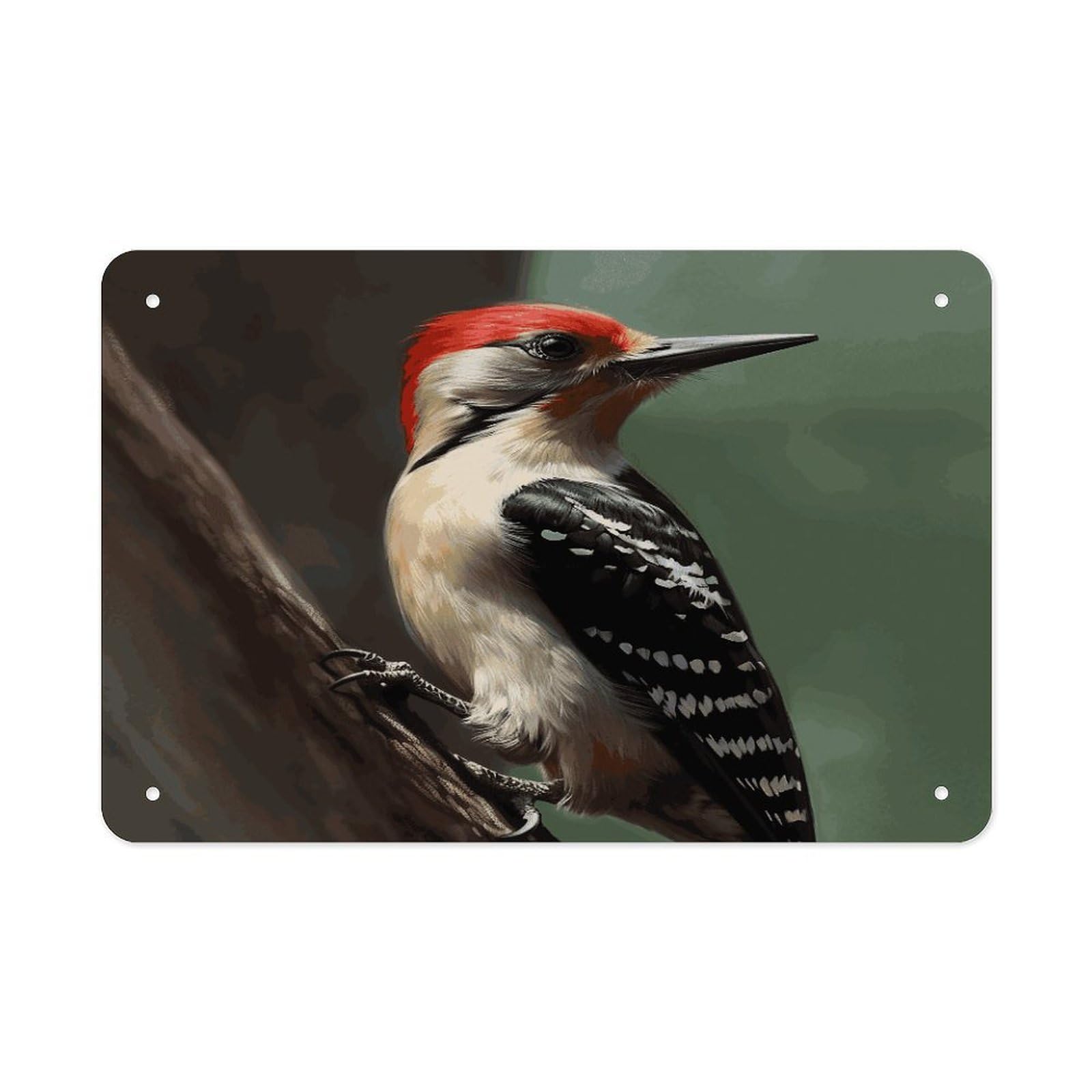 LDGSUPH Woodpecker Metal Tin Sign Wall Art Prints Folded Edge Iron Sheet Painting with Holes for Wall Prints Decorative Picture Metal Signboard Decor Painting Wall Decor
