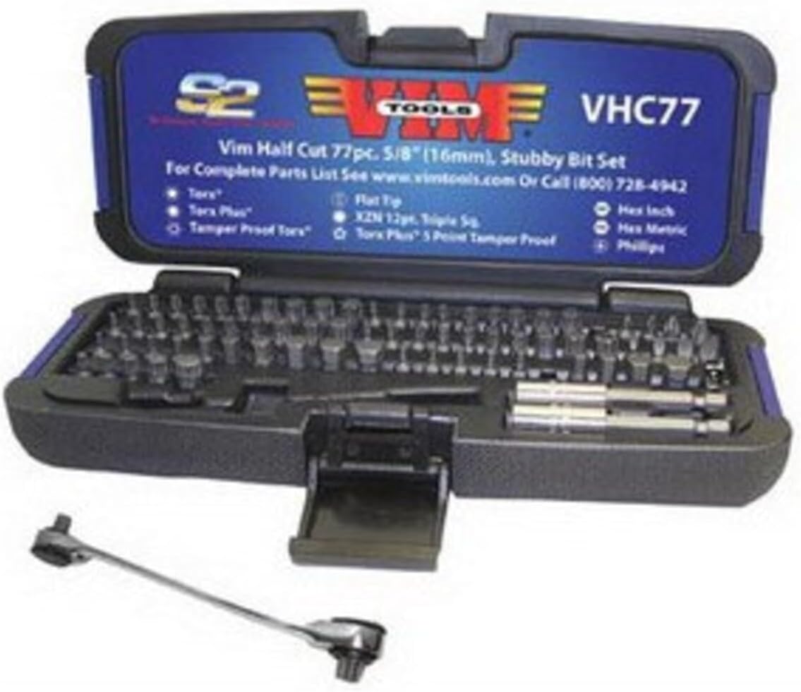VIM Tool VHC77 77 Piece Half Cut Stubby Bit Set