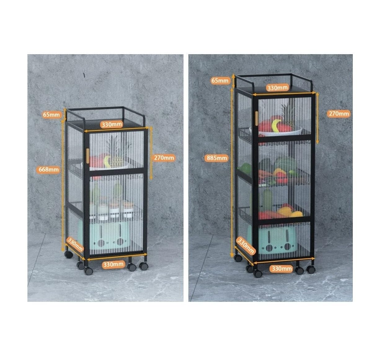 Carrelli Portaoggetti Carrello Portaoggetti da Cucina Girevole Ad Angolo con Porta dell'Armadio, Cestino per Verdure Gratuito, in Acciaio al Carbonio Cucina(White,4 Tier)
