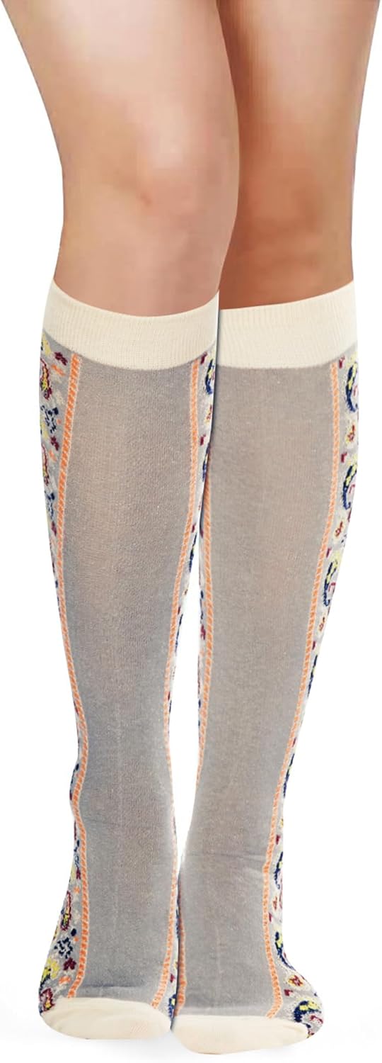 Benefeet Sox Knee High Socks Women Vintage Floral Cotton Long Socks Over the Calf Tube Sock for Girls - Image 4