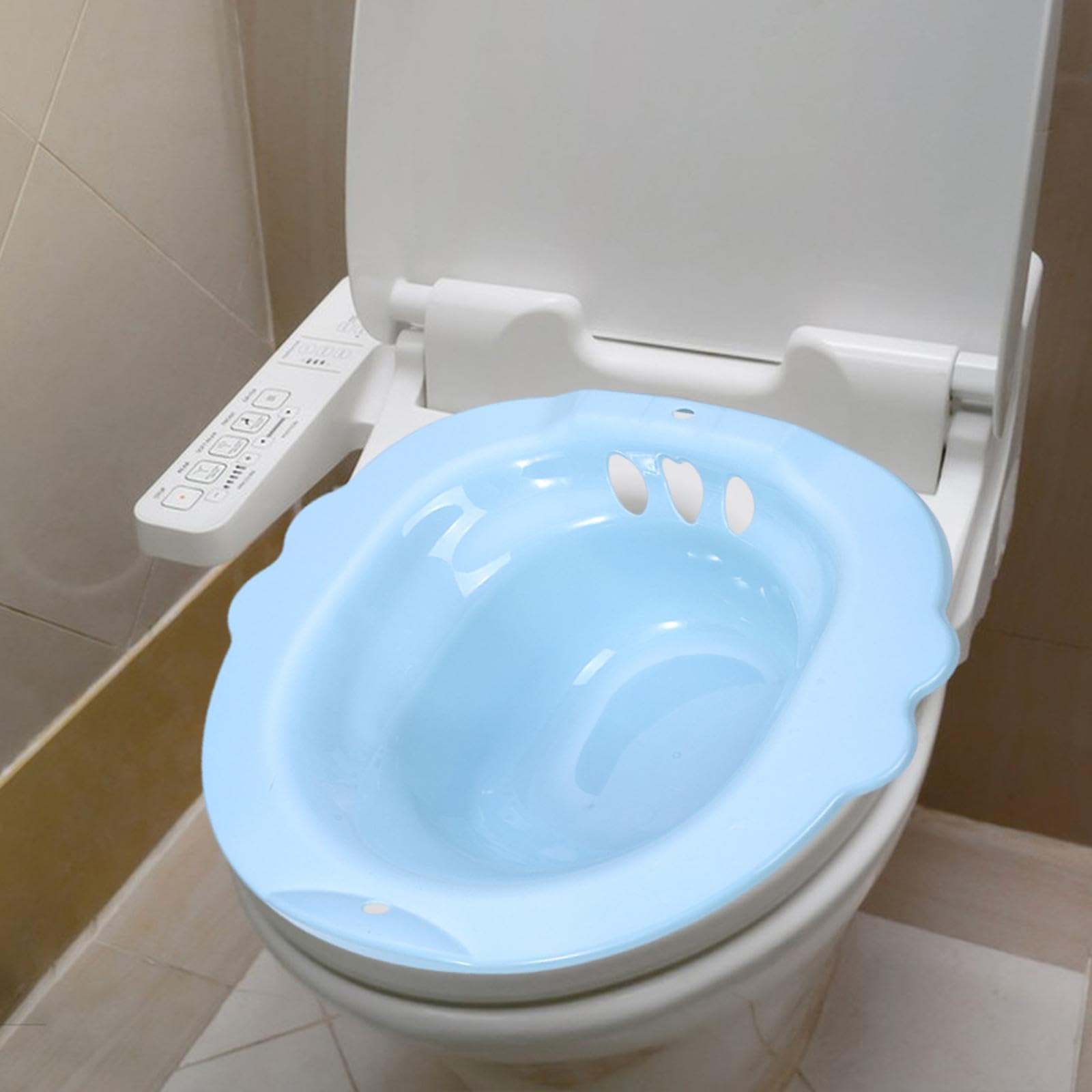 Amagogo Vasca da Bagno per WC con Bidet per Donne anziane, Senza Bisogno di accovacciarsi, Vasca da Bagno vaginale Portatile Universale, da per l'anca, Blu