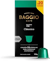 Cápsulas de Café Clássico Baggio Café, compatível com Nespresso, contém 20 cápsulas