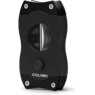 Colibri Premium V-Cut Cigar Cutter - Ergonomic Stainless Steel Spring-Loaded Blade, Ideal for up to 60+ Ring Gauge - Gift for Cigar Enthusiasts (Black)
