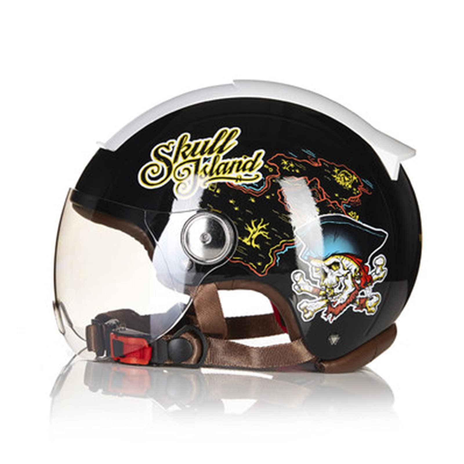 Retro Adult Motorcycle Helmet DOT Approved Vintage Open Face Helmet Cap With Goggles, Summer Motorbike Jet Half Helmets For Chopper Moped Scooter Motorbike Electric (Color : J, Size : S=53-54cm