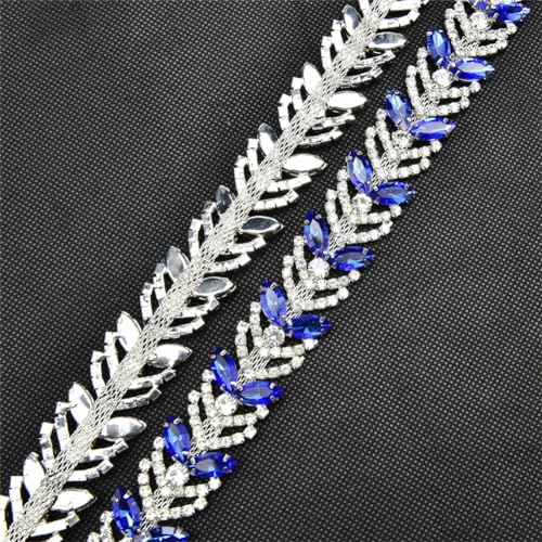 Ruban saphir œil de cheval strass feuille pour sublimer vos robes de mariée et soirées