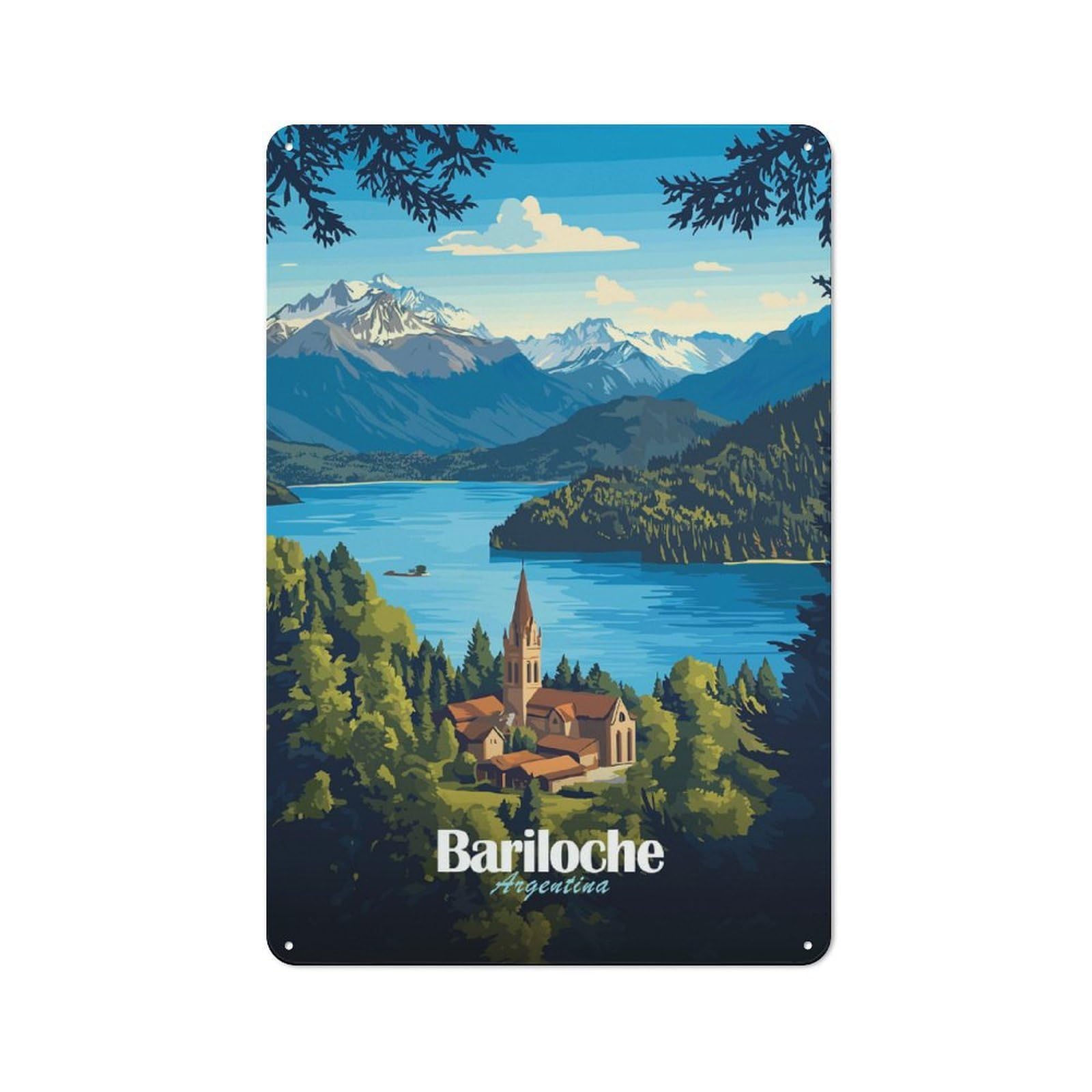 Junmoney Style-17 For Café Or Restaurant, Bariloche Argentina Travel Retro Metal Sign 30X20cm, Gift For Café Owners And Decorators During The Christmas Season