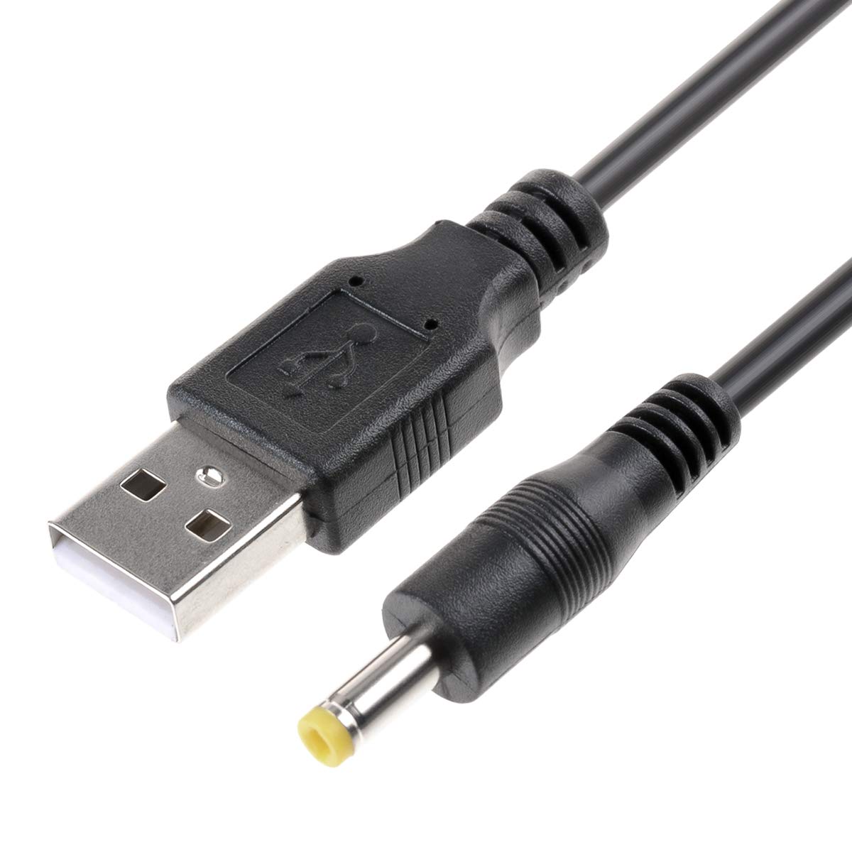 TENINYU Cavo di alimentazione USB 2.0 A maschio a DC 5 Volt DC Barrel Jack 3 FT, nero (max 2,5 Ampere cavo di alimentazione centrale), confezione da 2 (DC 4,0 x 1,7 mm)