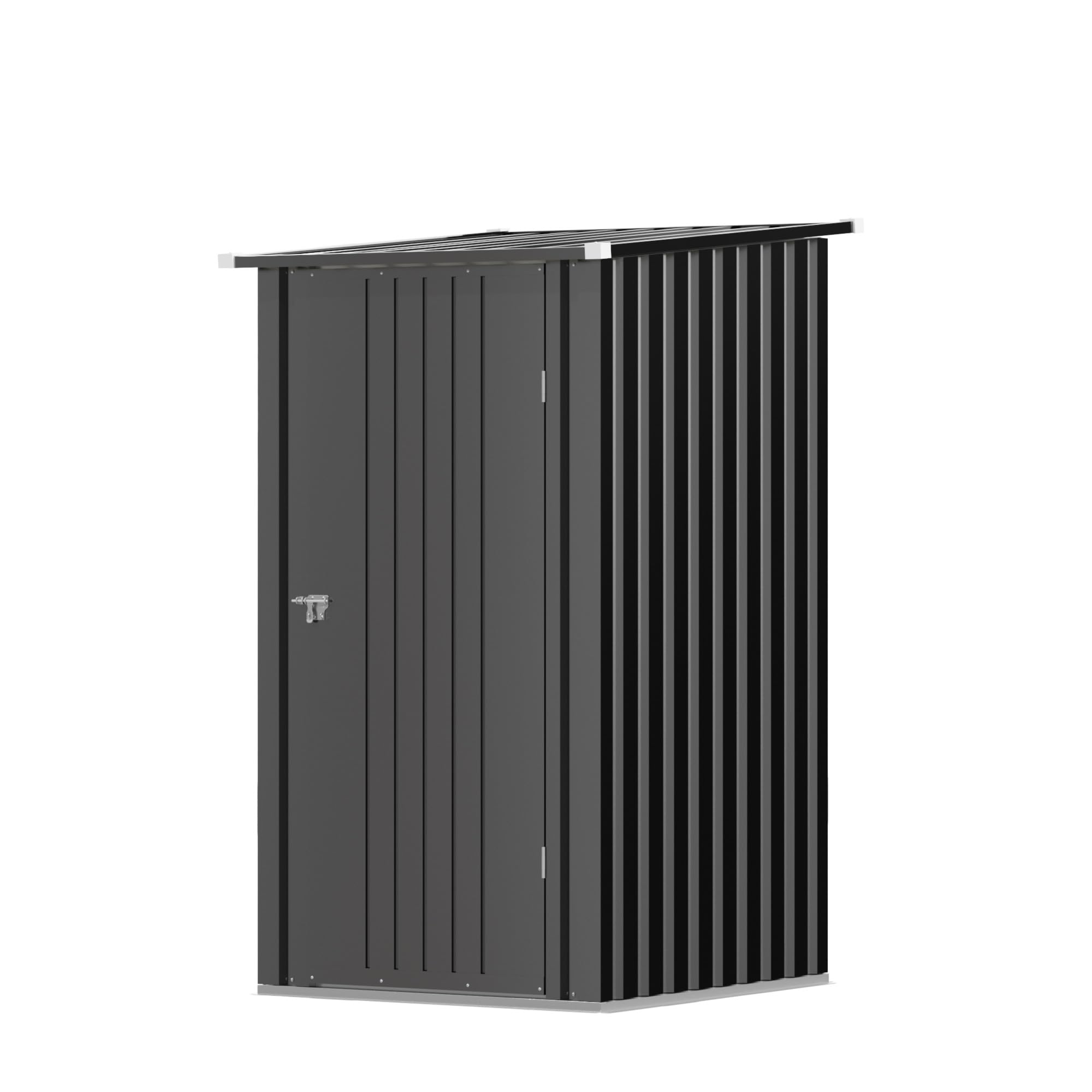 Triumphkey Metal Garden Storage Shed, 3.3ft x 3.4 Outdoor Waterproof Tool Shed with Lockable Door Sloping Roof - Small Utility Storage for Backyard, Patio Garbage Bin Lawn, Black