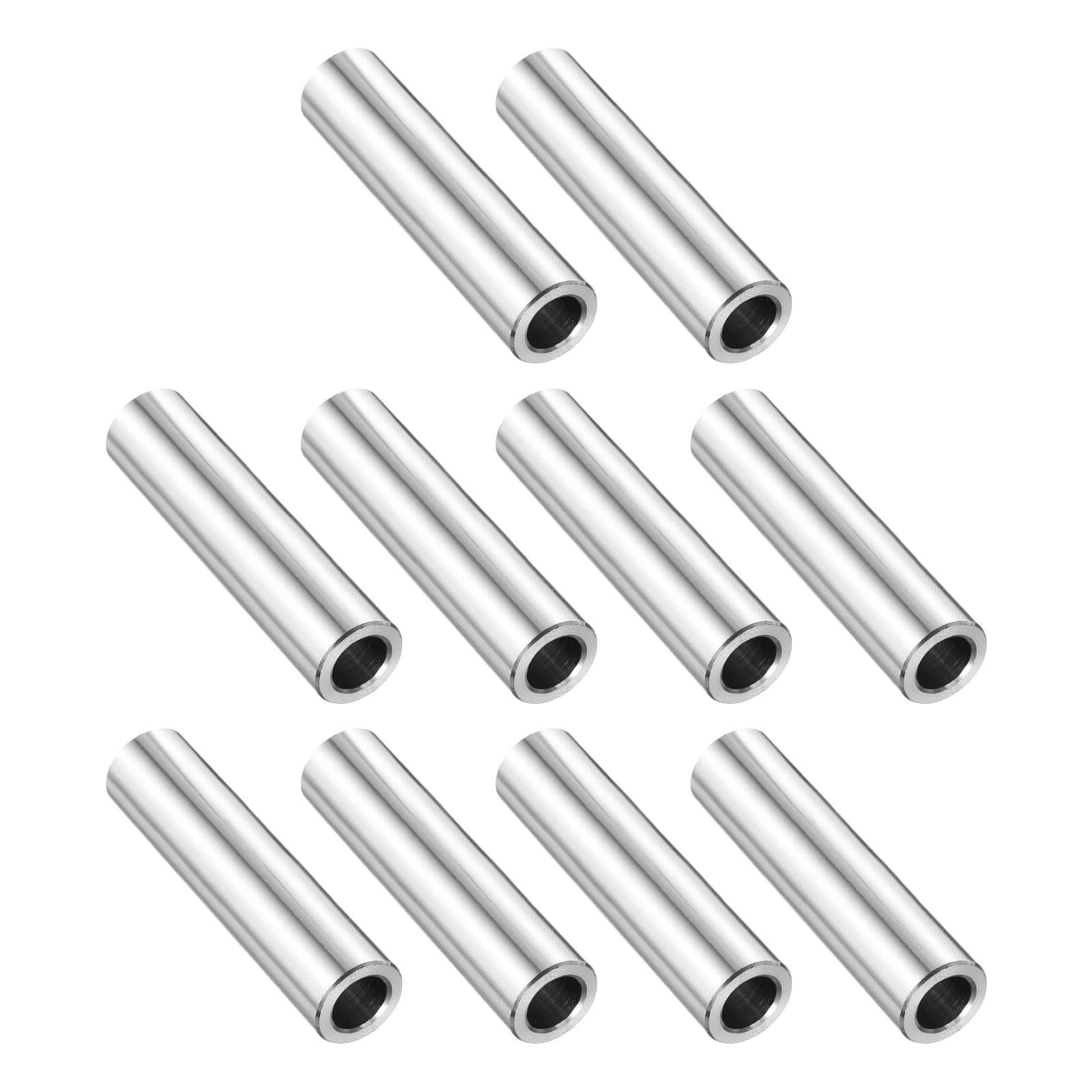 uxcell 10 Pcs Stainless Steel Spacer 5/16" Bore x 1/2" OD x 1-3/4" Length Screw Bushing Plain Finish Round Metal Spacer for 5/16" Screws Bolts and Rods