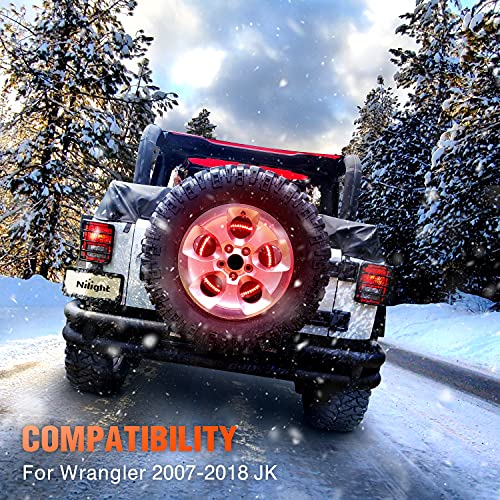 Nilight Spare Tire Brake Light Wheel Light 3rd Third Brake Light Rear lights for Wrangler 2007-2018 JK JKU YJ TJ Red Light, 2 Years Warranty