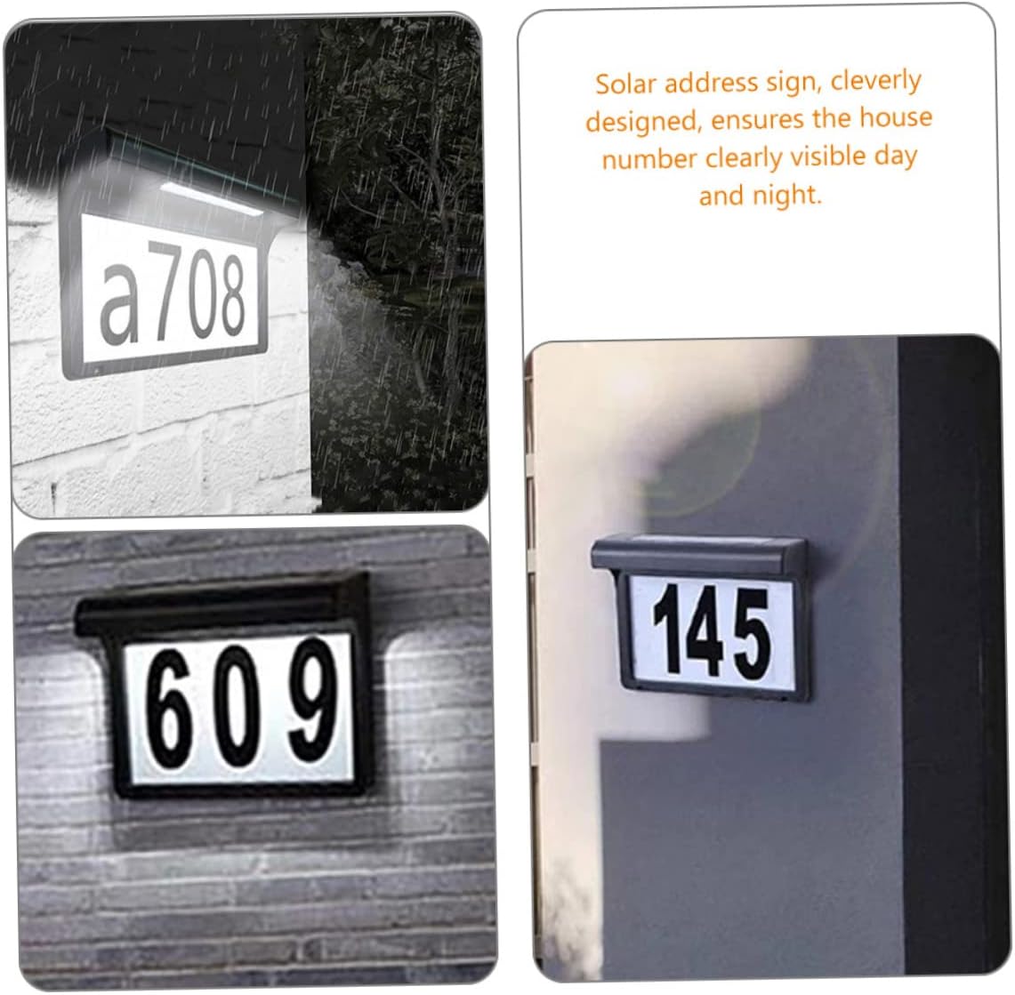 DOITOOL 3pcs Solar-powered House Number Lights Address Sign for Outdoor Solar Address Sign for Decor
