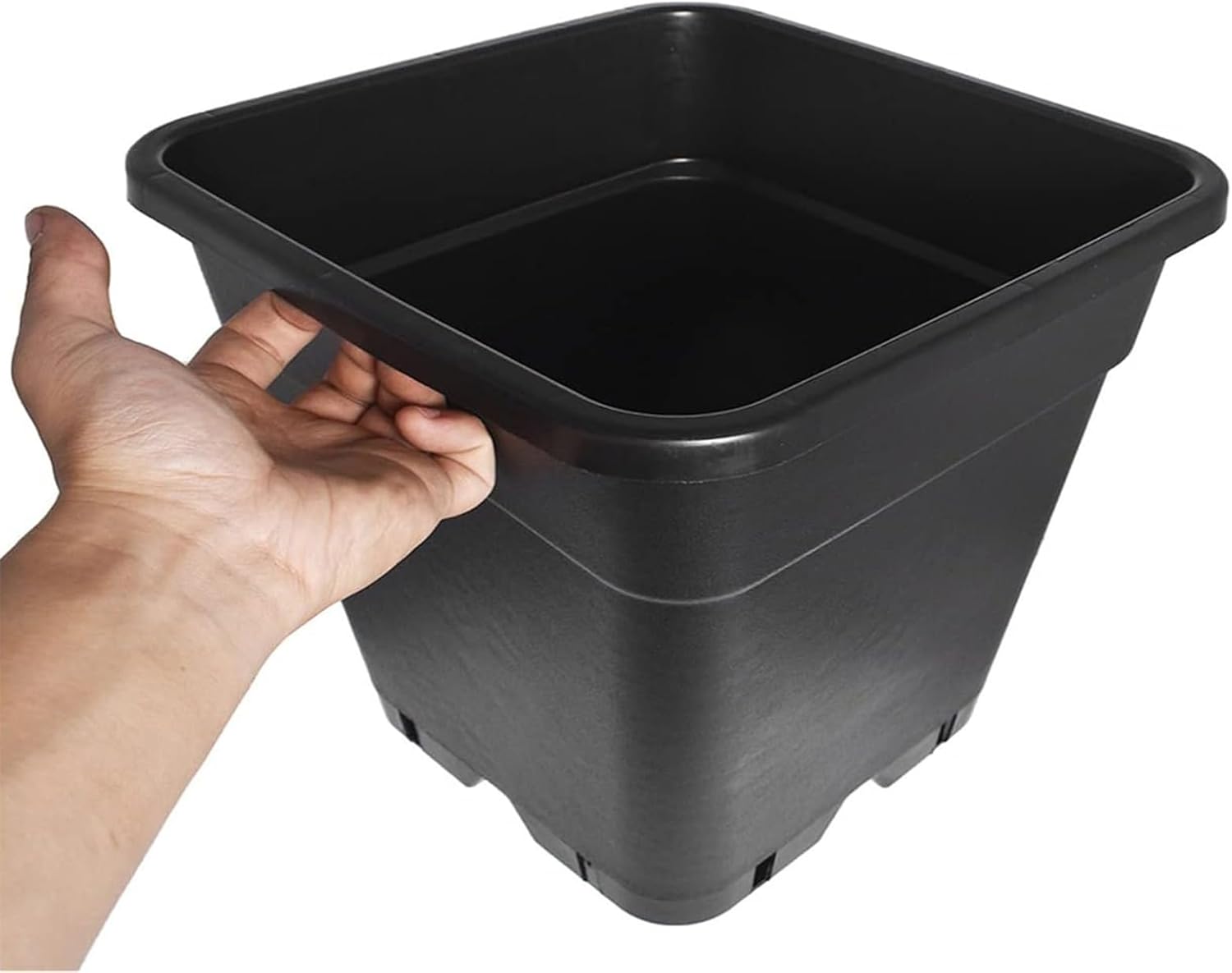 findmall 10-Pack 10 Gallon Square Planter Nursery Pots, Flower Plant Container Injection Molded Plastic Nursery Pots Gardening Pots for Indoor Outdoor Vegetables, Succulents, Black